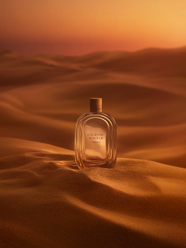 AI product photography: A photograph in the style of Annie Leibovitz portrays a single, exquisitely crafted bottle of "Couri... - Generated with ideogram